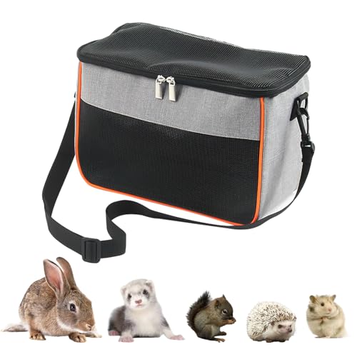 haozaikeji Guinea Pig Carrier Bag Portable Rabbit Travel Bag Breathable Small Animal Outgoing Pouch Hamster Carrier with Pad - color: Grey