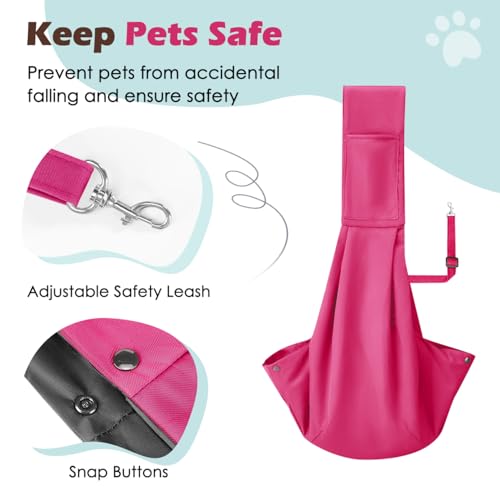 Pawaboo Small Dog Sling Carrier | Reversible Puppy Small Pet Carrier,Hands Free,Safety Buckle,Storage Pocket for Travel,Outdoor Activities Magenta - color: Magenta
