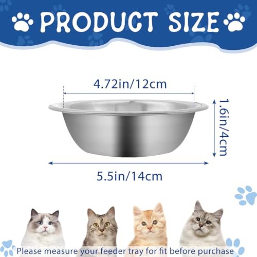 ZUFECY 2-Pack Cat Bowls, 5.5'' Stainless Steel Cat Bowl, Pet Food & Water Dishes, Non-Tip and Easy Clean Kitten Bowls for Small Cats, Indoor/Outdoor Use