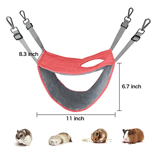 Petmolico Ferret Hammock Bunkbed, Warm Fleece Hamster Swing Snuggle Bed Cage Accessories for Rat Guinea Pig Sugar Glider Squirrel Chinchilla, Orange