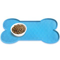 PWTAA Dog Food Mat Anti-Slip Silicone Dog Bowl Mat Thicker Pet Placemat Waterproof Cat Feeder Pad with Raised Edge Puppy Kitten Feeding Mats Suitable Small Medium-Sized Dogs Cats Eating Tray - color: Blue, size: 19.4" x 9.8"
