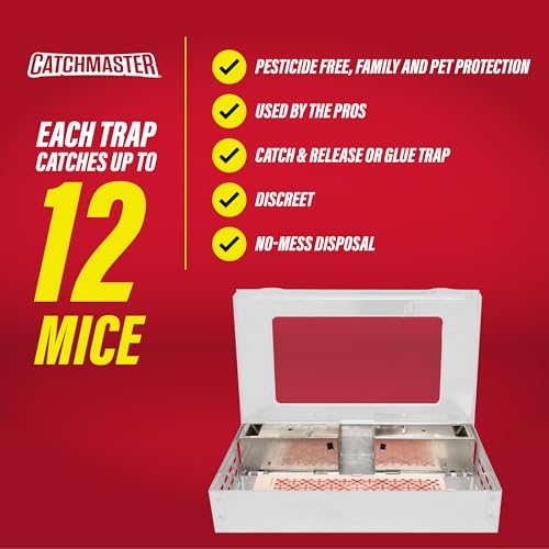 Catchmaster Multi-Catch Mouse Trap, Humane Mouse Trap Indoor for Home, Includes 1 Replaceable Glue Board, Live Catch Pest Control for Garage & Shed (White) - size: 1-Trap White