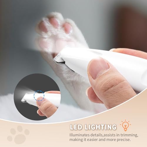 2026 New Pet Precision Trimmer, Dog Paw Trimmer with LED Light, Ultra Quiet | IP68 Waterproof, Dual-Speed Motor, Suit for Trimming Paw, Ear, Face, Butt, Eyebrows, USB Rechageble - color: White With Extra Blades