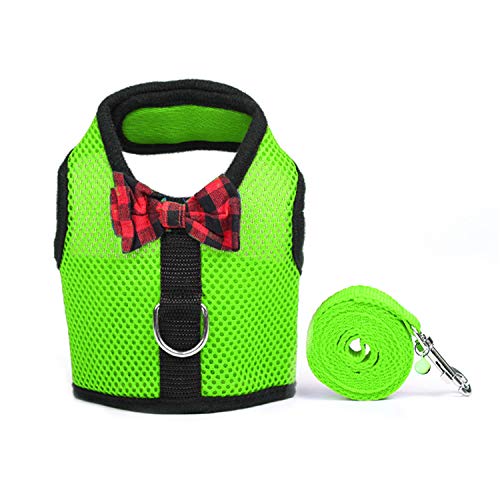 Small Animal Harness and Leash, Ferret Harness No Pull Soft Mesh Green,S | Soft Mesh Comfort, Bell for Outdoor Walks, Velcro Easy-On Fit, 4.4 ft Leash, for Baby Ferrets, Rats and Guinea Pigs - color: Green, size: Small (Pack of 1)