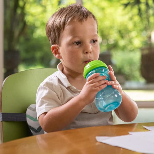 Nuby 3 Piece No-Spill Easy Grip Cup with Flex Straw, Clik It Lock Feature, Boy, 10 Ounce - color: Red, Blue & Green