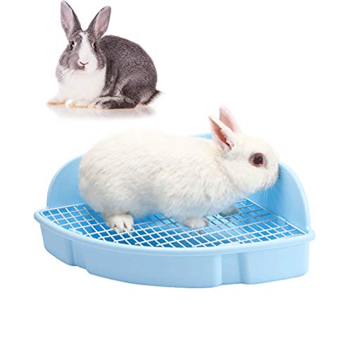 kathson Large Rabbit Litter Box Bunny Corner Toilet Box Potty Trainer Bigger Pet Pan Small Animal Cage Toilet Bedding Box Fanshaped for Adult Guinea Pigs Chinchilla Ferret Galesaur - color: Blue