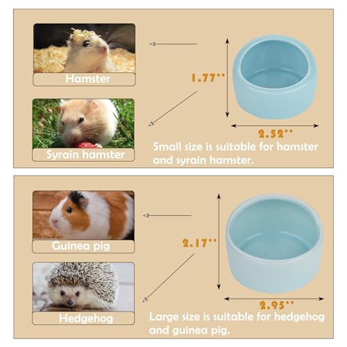 VanEnjoy 4 Pack Small Hamster Food Bowl Ceramic Guinea Pig Food Dish No Spill Hamster Food and Water Bowl Small Animal Food Bowl - Pink Blue Yellow and Green - size: 2.5"*1.78"