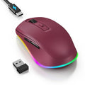 PEIOUS Wireless Mouse Jiggler - Keep Computers Awake, Wine Red | Rechargeable LED Mouse, Silent Clicks, Adjustable DPI and Random Movement Keep Computers Awake for Laptop/PC/Mac - color: Red