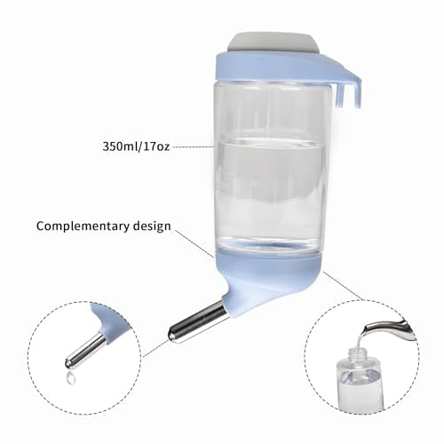 SANGLE SOPFFY Rabbit hay Feeder Small Animal Feeding Set with 350ml Water Bottle, Hay Rack for Guinea Pigs, Chinchillas - color: black-4