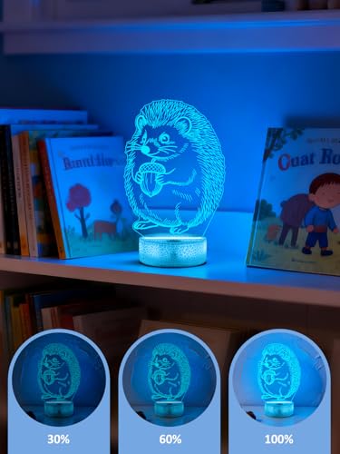 Ammonite Hedgehog Night Light, 3D LED Lamp with Remote, 16 Color Changing & Timer, Room Decor Light, Vibrant Ambient Lighting, Birthday Xmas Gift for Kids Adults - color: Color-Hedgehog