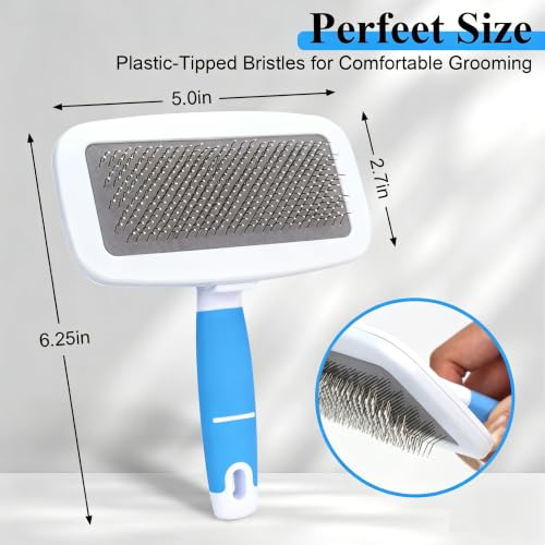 French Bulldog Brush with Rounded Tip | Skin Friendly,with Small Comb for Effectively Remove Tangles, Knots and Mats,Essential French Bulldog Accessory