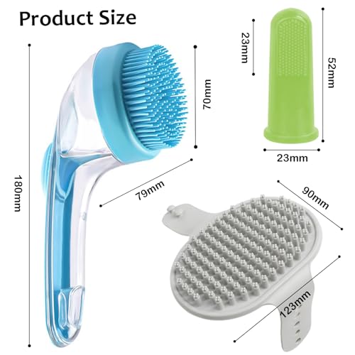 (6 Pcs) ELEGX Pet Grooming Bath Massage Brush with Soap and Shampoo Dispenser Soft Silicone Bristle for Long Short Haired Dogs Cats Shower - color: Blue kit