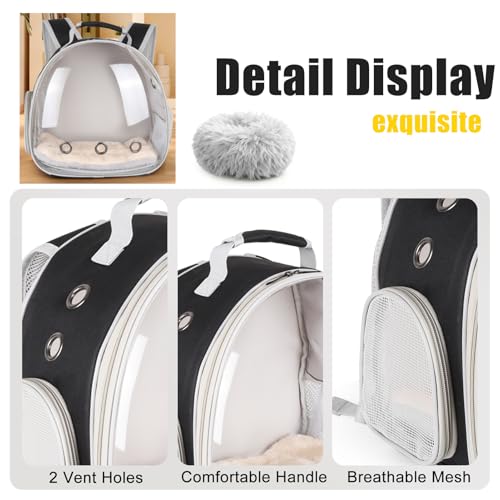 2-Pack Guinea Pig Backpack and Burrowing Bed, Portable Small Animal Cage with Bubble Clear Window, Plush and Fluffy Hideaway Pet Bed for Piggies, Hamster - color: Black