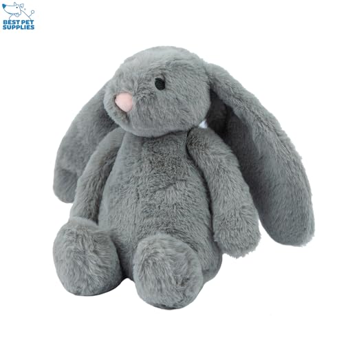 Best Pet Supplies Bunny Buddy Squeaky Plush Dog Toy - Beige & Gray | Pack of 2, Soft Plush, Squeaks & Crinkles, For Moderate Chewers, Toss & Fetch Play, Stress & Anxiety Reliever, Ideal Gift Toy - color: Bunny (Beige, Gray), size: Large