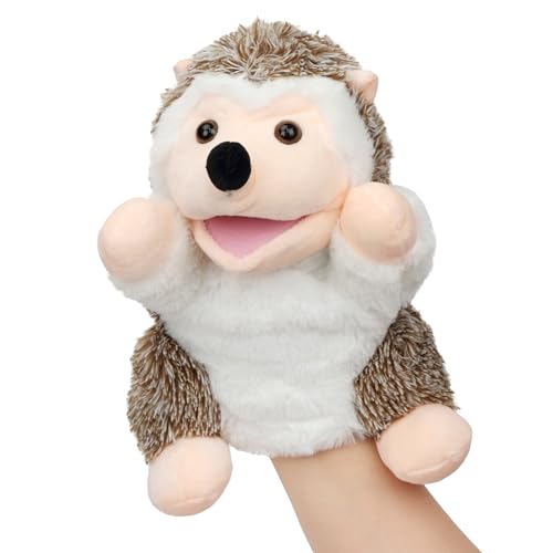 Easfan Hedgehog Hand Puppet with Movable Mouth Plush Toy Gift for Kids 10" | Interactive storytelling, cute stuffed animal, creativity imagination, easter christmas birthday holiday gift, for toddlers - style: Hedgehog