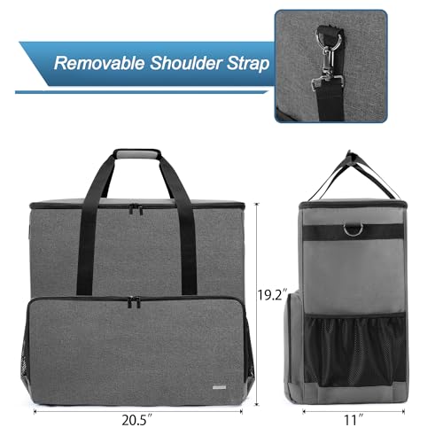 PC Carrying Case, Desktop Travel Bag for Full Computer Tower, Gray | Computer Desktop Tower Case with Shoulder Straps Fit ATX/M-ATX Motherboards, Keyboard, Mouse, Cables & Earphones - color: Grey