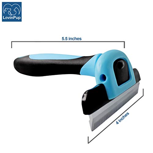 Cat & Dog Brush for Shedding – Deshedding Tools for Pets | 95% Shedding Reduction for Cleaner Homes – Removable Stainless Steel Comb with Comfort Grip Handle for Pets with Dense Coats - size: Grooming Brush