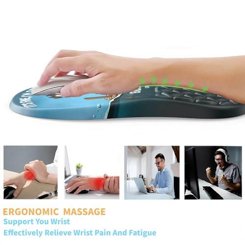 Ergonomic Mouse Pad Wrist Support with Massage Design,Funny Dog Wrist Rest Pain Relief Mousepad with Memory Foam,Mousepad for Wireless Mouse - color: D-01