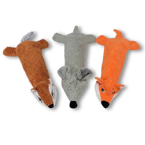 Dog Toys, Squeaky Plush No Stuffing Crinkle Dog Toy for Small Medium Large Dogs, [3 Pack] Interactive Puppy Teething Water Bottle Dog Chew Toy - style: Squirrel, Mouse, Fox