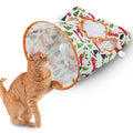 Andiker Cat Tunnel Bags for Indoor Cats, 13x17x12In Foldable Cat Crinkle Bag with 3 White Plush Balls and 1 Mouse 5 Holes for Kitten to Hide and Catch 3 Layers Cat Toy (Forest)