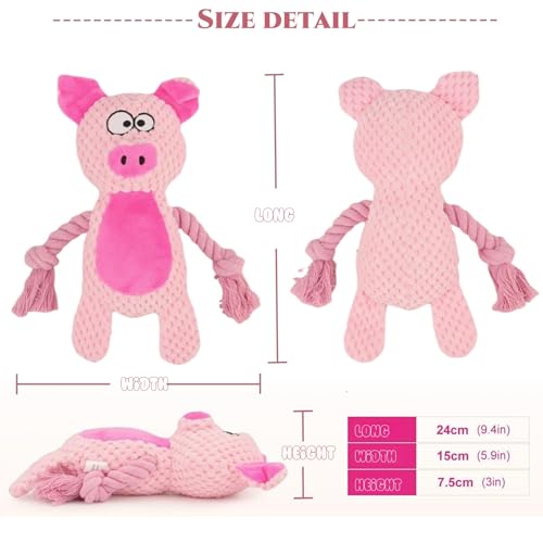 Plush Pig Dog Toy, Squeaky Interactive Tug Toy for Small Medium Dogs | Cute plush toy with sound features, designed for small and medium dogs, indoor play and daily entertainment - color: Pink