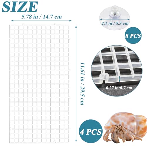 4 Pcs Hermit Crab Climbing Grids with Suction Cups Hermit Crab Climbing Toys Small Animal Cage Accessories for Hermit Crabs, Turtles, Lizards, and Tarantulas