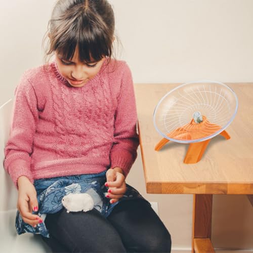 Silent Hamster Exercise Running Wheel Flying Saucer, Orange | Non-slip surface, smooth & quiet spinning, durable plastic, encourages healthy exercise, for dwarf hamsters/mice/gerbils - color: Orange