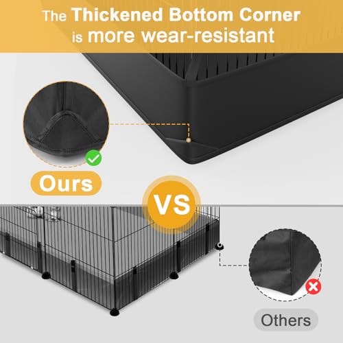 Tresbro Guinea Pig Cage with Top Cover & 12 Panels, Triple Fixing Measures Small Animal Playpen with Waterproof PVC Liner & One-Motion Hooks, 48 x 24 x 16 C&C Grids Cage for Bunny, Hedgehog, Hamster - size: 12 Panels-with roof