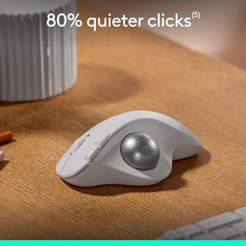 Logitech Ergo M575S Wireless Trackball Mouse- Off-White Silver Ball | Easy thumb control, precise and smooth tracking, Bluetooth and includes Logi Bolt USB receiver, PC Mac compatible - color: White + Silver Ball