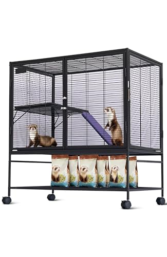 Multi-Level Metal Small Animal Cage, Removable Tray & Ramp, Lockable, BPA-Free, Indoor/Outdoor Use,for Ferrets, Hamsters, Chinchillas, Rabbits, Guinea Pigs, Hedgehogs, Gerbils - size: 36''Lx22''Wx39''H