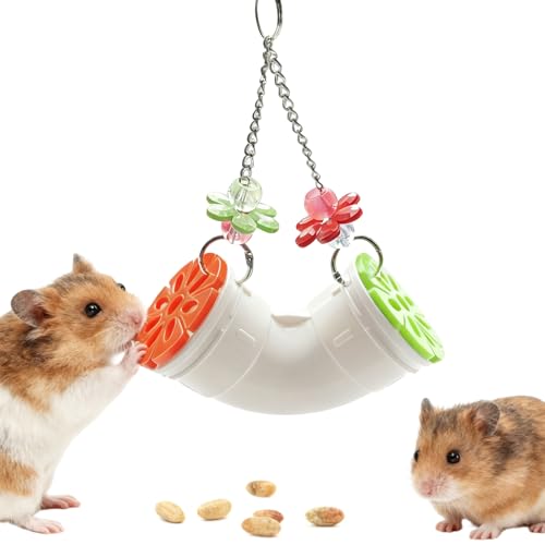 Rat Enrichment Toys, Interactive Foraging Toys for Birds, Rat Cage Accessories Enrichment - Hanging Tube Treat Dispenser | Slow Feeder for Small Animals, Hamsters, Rabbits and Parrots