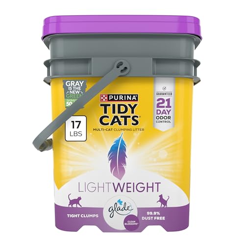Purina Tidy Cats Light Weight, Low Dust, Clumping, LightWeight Glade Clean Blossoms Multi Cat Litter - 17 lb. Pail - size: 17 Pound (Pack of 1), style: Glade Clean Blossoms