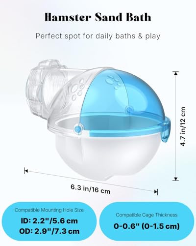 Pawfly Hamster Sand Bath Container, Removable Hamster Dust Bath & Bathroom, Multi-Use Hamster Cage Accessories for Gerbil, Chinchilla, Syrian Hamsters & Small Animals