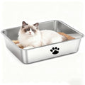 Stainless Steel Cat Litter Box, Large Metal Litter Pan,Low Entry for Cats and Kitty Rabbits,Elder Cats,Easy Clean, Non Stick Litter Box, No Smell - size: 20" x 14" x 4"