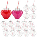 Sliner 20 Set 17 oz Mothers Day Heart Bottles with Straws Including Plastic Drink Empty Heart Bottle Straws Caps for Mother Day Mom Gifts Party Juice Milk Cup Drink Water Container - style: Heart