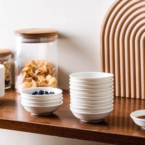UIBFCWN 5 Pack Ceramic Dipping Bowls, 3 Inch Dipping Sauce Bowls/Dishes, 1.2 oz Soy Sauce Dish, Asian Dipping Dishes for Ketchup, BBQ, Side Dish, Sushi, Condiments, Appetizer - color: Round, size: 5 Pack