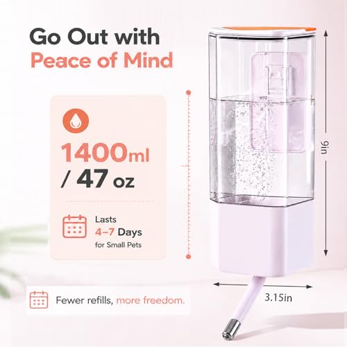 47oz Small Animal Water Bottle, No-Drip Cage Dispenser | Hanging waterer for guinea pigs, rabbits, hamsters, chinchillas and ferrets; compatible cage or crate required - color: White