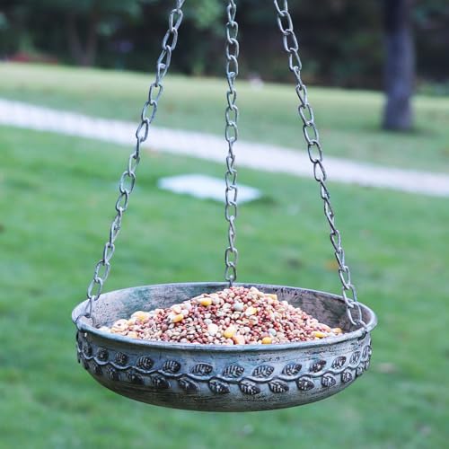 Hanging Bird Bath Hanging Bird Feeder - Metal BirdBath Bowl Birdfeeder Tray for Garden Backyard Patio and Deck-Retro Green - color: green