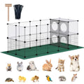 DINMO 36 Panels Small Animal Playpen with Oxford Mat & Game Holes, 60.2 x 24.8 x 24.8 inches, Kitten Enclosure, Rabbit Cage, Bunny Play Pen, Iron Mesh & Plastic Combination, Visualization, DIY - style: Plastic and Metal Mesh Design