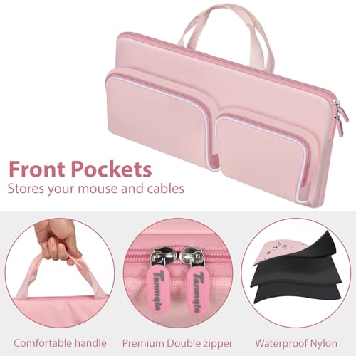 Keyboard Carrying Case for Logitech MK270 MK345 MK335 MK955 | For Office Users, Commuters, and Travelers; Organizer with Mouse and USB Receiver Pocket, Case Only - Pink - color: pink