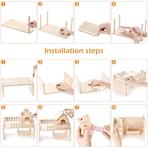 2-piece Hamster cage Accessory Toy Set Includes a Swing, Platform, Stairs, and Fence for a Hamster House, Suitable for Small Animals Such as Syrian Hamsters, sandrats, and Hamsters