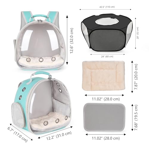 2-Pack Guinea Pig Carrier Backpack and Playpen with Lid, Breathable Pet Playpen Pop Open Exercise Fence, Portable Small Animal Cage for Rabbits, Chinchillas, Squirrel, Lizard, Sugar Glider - color: Green
