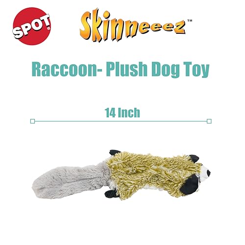 SPOT Skinneeez Raccoon 14 Inch Stuffing-Free Plush Dog Toy – Soft, Mess-Free Toy with One Squeaker for Small & Medium Dogs, Best for Light to Moderate Chewers - style: Mini Raccoon