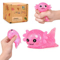 Axolotl Squishy Toy, Soft Slow Rising Sensory Fidget Toy, Cute Stretchy Axolotl Squeeze Toy, Stress Relief Desk Toy Gift for Kids 3+ and Adults(Pink) - color: Pink