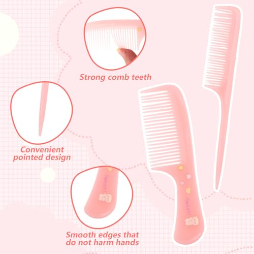 8Pcs Baby Hair Comb Set with Cute Bear Pattern, Safe Rounded Tooth Toddler Hair Brushes & Rat Tail Combs for Kids, 4 Color Cute Infant Grooming Kit for Girls & Boys,Travel Friendly