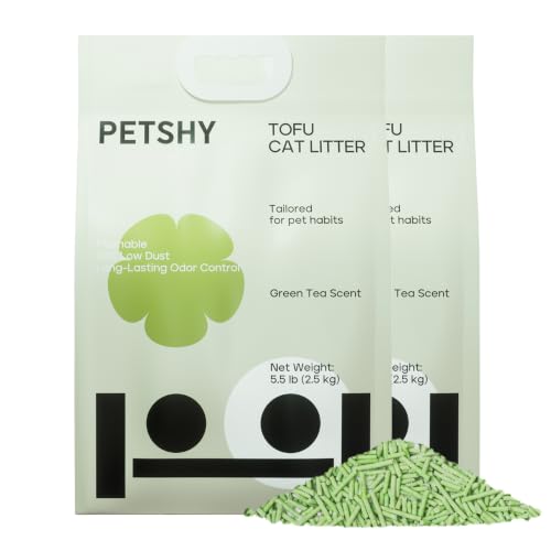 Tofu Cat Litter – Green Tea Scented for Long-Lasting Freshness, Plant-Based Kitty Litter, Flushable, Low Dust, Non-Stick Pellets for Easy Scoop & Clean, 11 lb (5.5lbx2bags) - size: 11lb, 5.5lb x 2 bags
