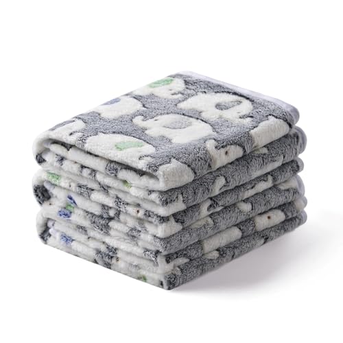 1 Pack 3 Blankets Super Soft Fluffy Premium Cute Elephant Pattern Pet Blanket Flannel Throw for Dog Puppy Cat Dark Grey Medium(30x20 inch) - color: Dark Grey, size: 30x20 inch (Pack of 3)