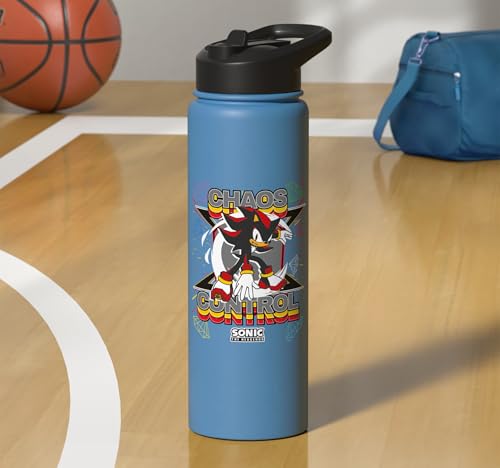 Sonic the Hedgehog - Shadow the Hedgehog "Chaos Control" Stainless Steel Insulated Water Bottle - color: Light Blue