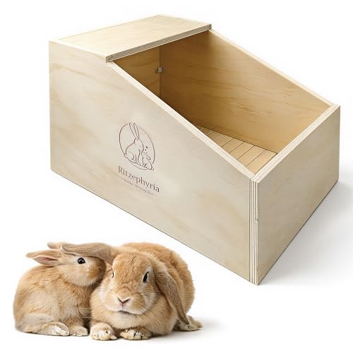 Rabbit Nesting Box 20.5" x 12.6" x 12.6", Large Wooden Bunny Nest Box with Sliding Top & Bottom Panels, No Exposed Nails, Easy Clean Rabbit Hideout for Breeding & Small Animals