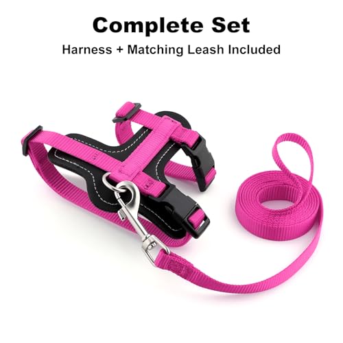 Plutus Pet Adjustable Cat Harness and Leash Set, with Leather Trim | Quick Release, Escape Proof Nylon Vest, for Kitten Small Medium Large Cats, Hot Pink - color: Hot Pink